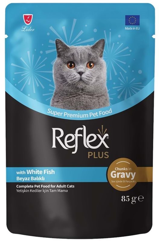 Reflex Plus Beyaz Balıklı Yetişkin Kedi Yaş Mama 85 Gr  (Soslu)