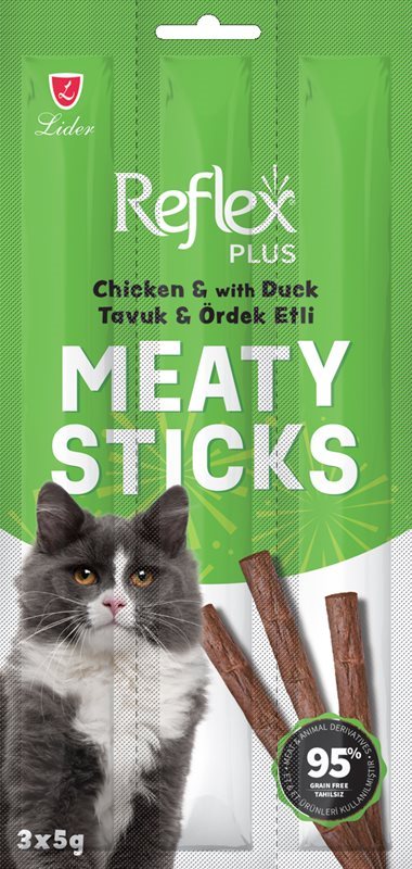 Reflex Plus Meaty Sticks Tavuk ve Ördek Etli Kedi Ödül Maması (3x5 gr)