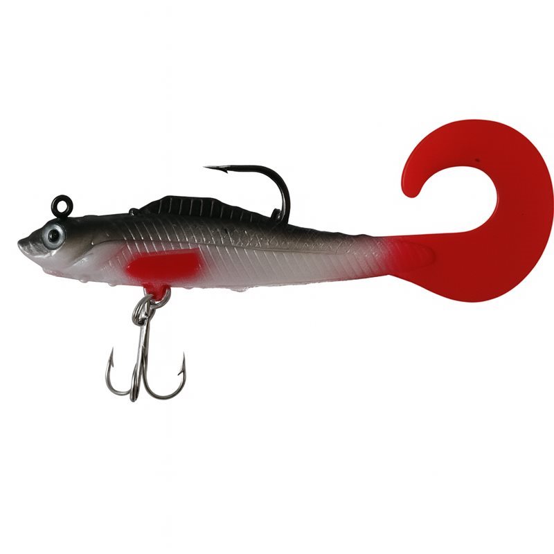 Silikonlu Lure Balık Yemi – Kırmızı (Çift İğneli, Kuyruklu Yapay Yem)