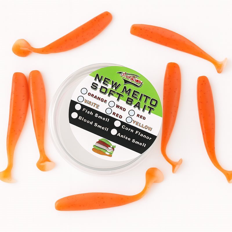 New Meito Silikon Balık Yemi – Turuncu 7 Adet