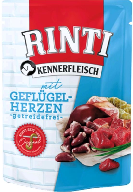 Rinti Kennerfleisch Mit Geflügelherzen Tahılsız Kümes Hayvanı Kalpli Köpek Yaş Mama