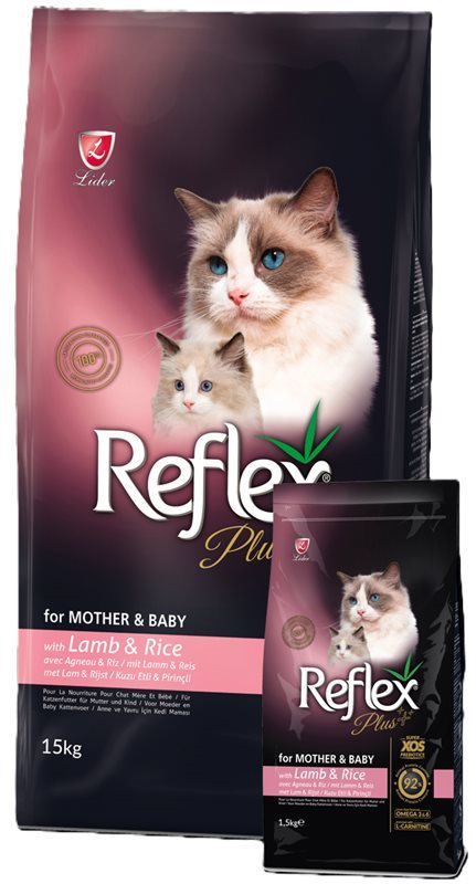 Reflex Plus Anne ve Yavru Kedi Maması Kuzu Etli ve Pirinçli (1,5 Kg)